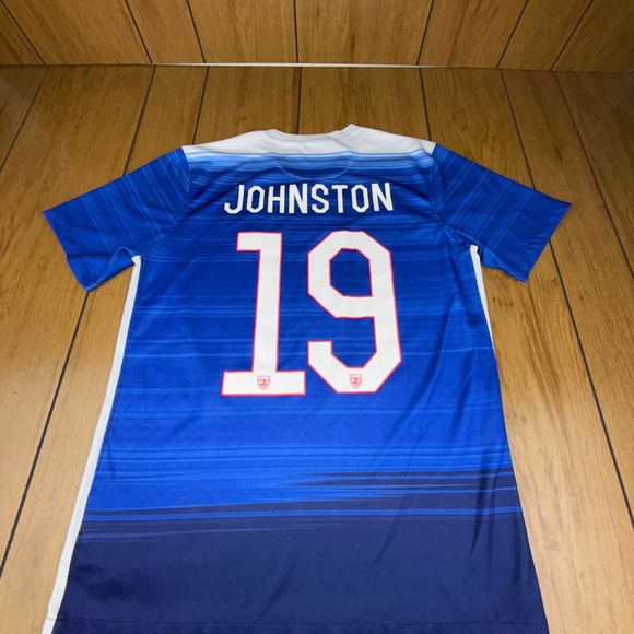 Nike US Womens Soccer Jersey Julie Johnston 19 Blue Dri Fit Authentic Size S - Picture 2 of 12
